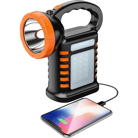Lanterne solaire de camping Lampe USB rechargeable portable Lampe torche LED de camping lumineuse pour Intérieur, Extérieur, Garage, Maison, Charge , Randonnée Quotidienne, (1/5)