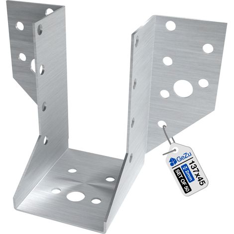 Lot de 50 Sabots de charpente 45 x 137 mm – Galvanisé – Ailes extérieures – Sabots de poutre – Connecteurs de suspension pour poutres bois – Support robuste pour charpente et pergola – GeZu Impex
