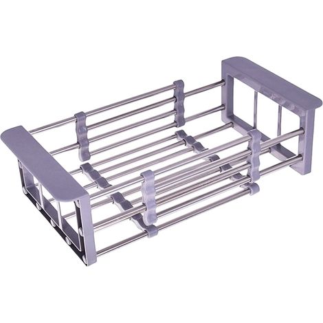Cesta escurridora ajustable para fregadero, para verduras y escurridor de platos, gris, tamaño L (1/5)