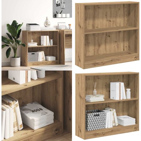 Bibliothèque chêne artisanal 80x24x76 cm bois d'ingénierie - Rangement chambre - Étagère bois (1/5)