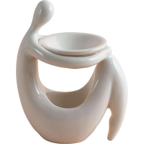 Brûleur d'huiles essentielles de beauté, brûleur de cire parfumée, diffuseur d'arômes en céramique, porte-bougie chauffe-plat, décoration pour la maison et la chambre - Attendez un instant (1/5)