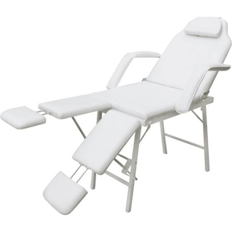 Fauteuil cosmétique portable, similicuir, 185 × 78 × 76 cm, blanc