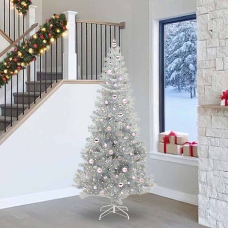 Weihnachtsbaum mit 300 LEDs mit Ständer Silber 240 cm PET (1/5)
