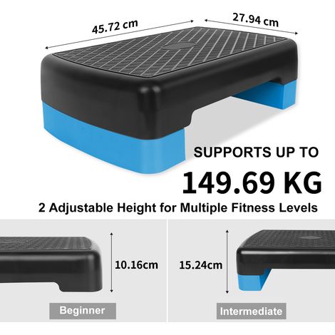 Plateforme de step aérobique réglable 45,72 cm, noir et bleu HAVRYA (1/2)