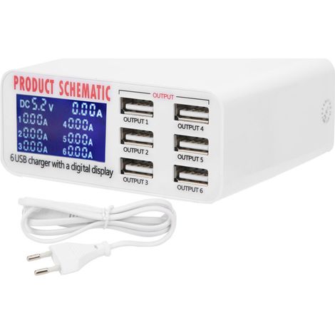 Cargador USB inteligente Crezuo con adaptador de corriente de 40 W y 50-60 Hz