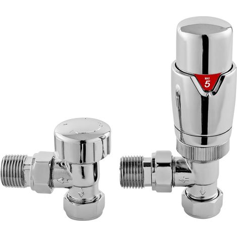 Nuie Chrome Angled Thermostatic Radiator Valves - HT315 (1/2)