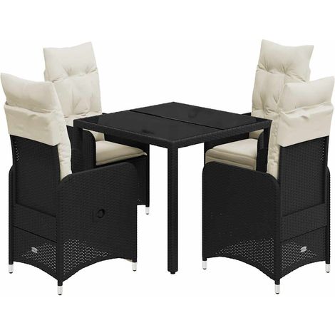 Maison Exclusive - Set Bistrò da Giardino 5 pz con Cuscini in Polyrattan Nero (1/5)