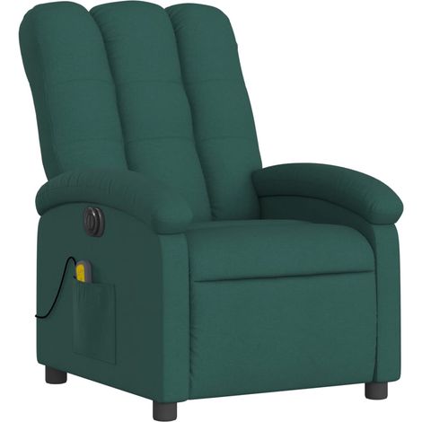 Poltrona relax TV con funzione massaggio reclinabile elettrica in tessuto verde scuro DEC027276