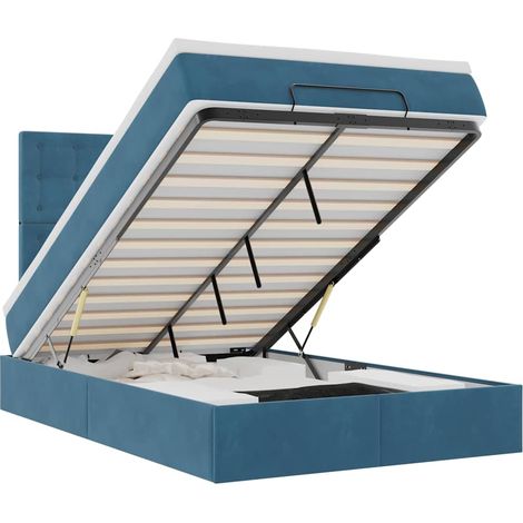 Struttura Letto Pouf con Materassi Blu Scuro 120x200 cm Velluto vidaXL (1/5)
