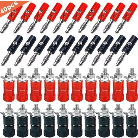 40Pcs Premium 4mm Banane Prise Connecteur Kit, pour Haut-Parleur, Audio/Vidéo Récepteur (1/5)