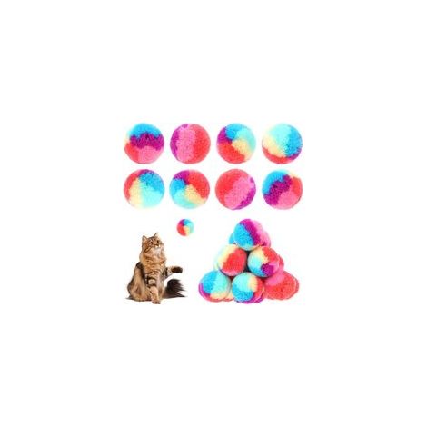 30 weiche Plüsch-Katzenbälle, 3 cm (1,2 Zoll), Regenbogen-Katzenspielzeugbälle, flauschige Kätzchenbälle, bunte Pompons für Katzen und Kätzchen zum Spielen und Toben - Crezuo