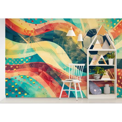 Papier peint Sport – football graphique rétro - 150 x 250 cm (1/2)