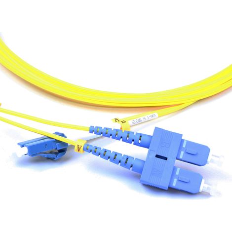 Jarretière optique, Duplex 2mm OS2 SC / LC, Jaune, Longueur 2m (1/2)