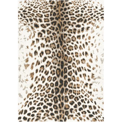 Bobochic – Tapis poils ras 160x230 cm – Imprimé léopard marron – Polypropylène – Tapis rectangle pour salon – Épaisseur 1,15 cm (1/5)