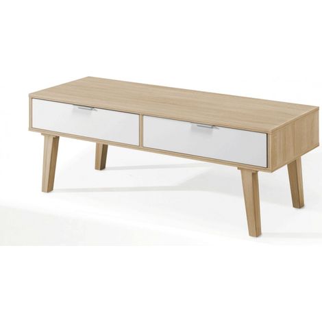 TOPKIT | Table basse avec 2 tiroirs 2276 | Table basse | Table d'appoint de salon | chêne blanc (1/4)
