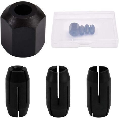 4 pack CN1 Kit de Collet et écrou de remplacement 3 pinces (1/8-inch, 5/32-inch, 1/4-inch) et 1 écrou pour outils de scie à spirale et outils de découpe de cloisons sèches compatibles avec