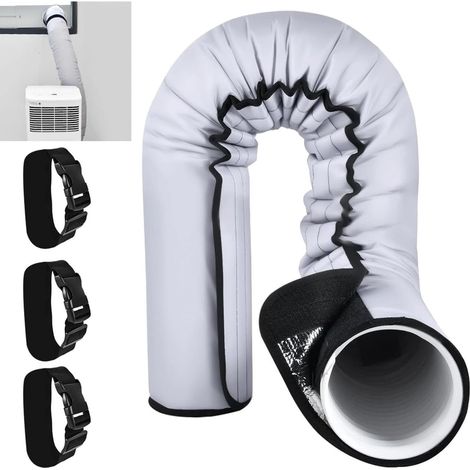 Manchon d'isolation portable pour tuyau de climatisation épais pour tuyaux d'échappement de 12,7 cm et 15 cm de diamètre, installation facile, enveloppe d'isolation avec 3 bandes à boucle (1/5)