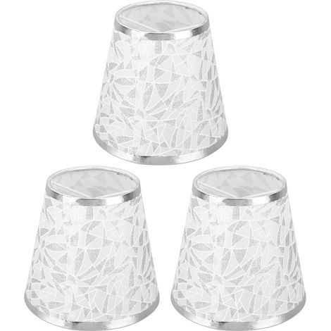 Abat-jour en tissu à clipser, design moderne en forme de tonneau, pour ampoule E14, lustre ou applique murale, lot de 3, argenté