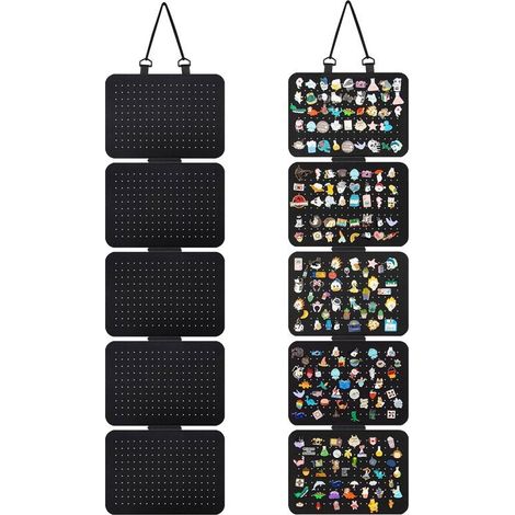 Pochette suspendue pour ranger les broches, noire, 106,5 x 30 cm 2 plateaux d'exposition en feutre Pochette suspendue pour exposition murale (1/5)