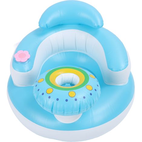 Siège gonflable pour bébé avec pompe à air intégrée, musique, dossier et soutien de la nuque, siège de sol gonflable pour tout-petit (1/5)