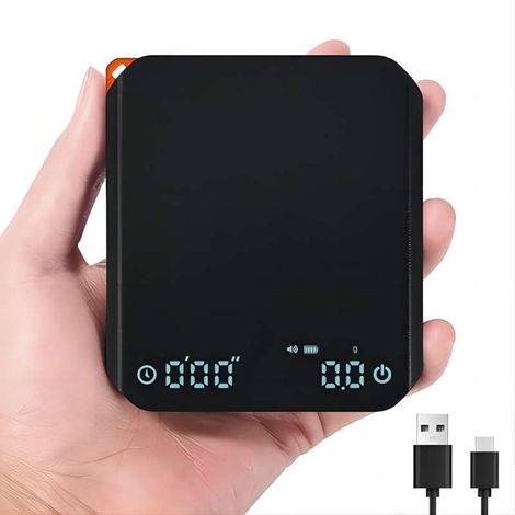 Balance café avec minuterie 2kg/0.1g Rechargeable Balance numérique portable avec 3 modes pour espresso et filtre Noir ABS (1/2)