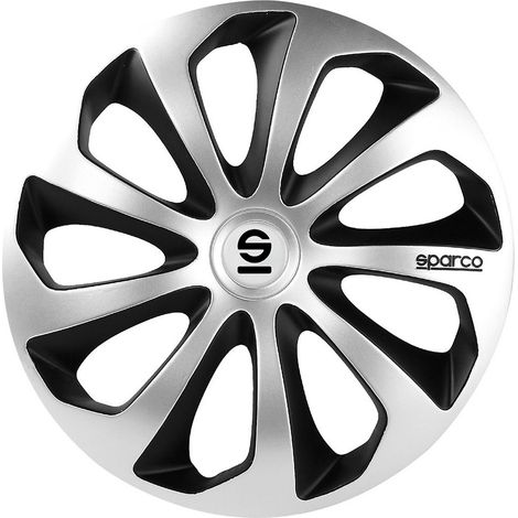 Borchie Set 4 copricerchi 15" pollici copriruota auto Sicilia SPC1573SVBK argento nero