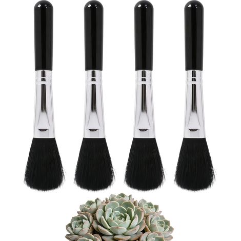 Lot de 4 brosses de nettoyage pour succulentes — Outils de jardinage noirs — Mini-brosses pour cactus — Accessoires pour jardins miniatures — Mini-outils d'entretien pour plantes