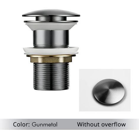 (Gunmetal-2) Bathroom Bath Pop Up Drain Stopper Rose Gold Polished Anti-Corrosion Durable With OverFlow Hole Basin Sewer Plug (1/4)