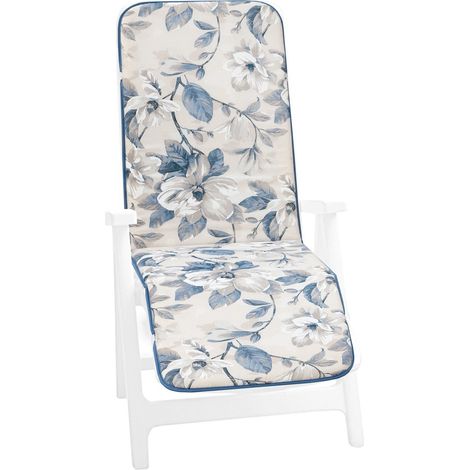 Cuscino Poltrona Sedia Sdraio Écru Fiori Vintage Morbido Materassino Reclinabile Pieghevole