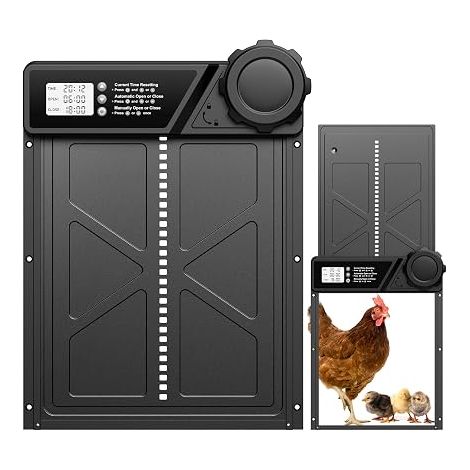 Automatic Battery Chicken Coop Door with LCD Screen, Automatic Chicken Coop Door with Timer, Black (1/5)