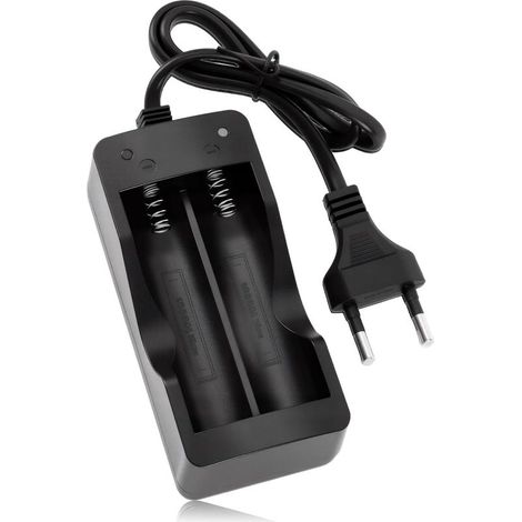 Chargeur Accu 18650, 2 Fentes Indépendantes, Chargeur Piles Rechargeable LiION 3.7V Compatible 18650 18490 18350 18500 17500 16340 14500 (1/5)