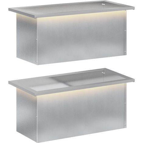 Garden Planter with LED 2 pcs Silver 30 x 60 x 30 cm vidaXL