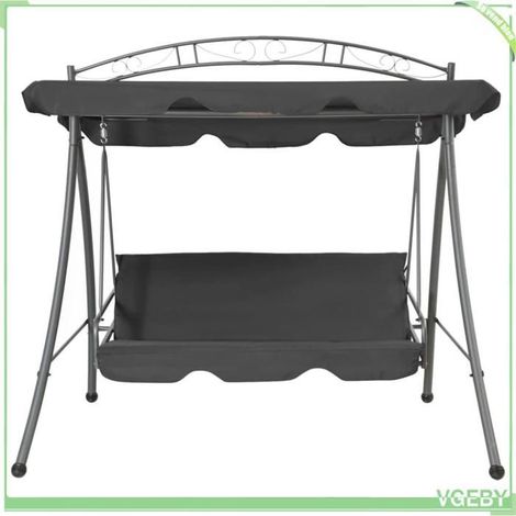 Balancelle convertible à auvent - FAFEICY - 45074 - 198x120x205 cm - Anthracite - 2 places convertible (1/5)