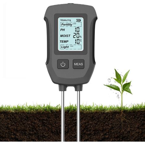 Testeur de sol haute précision 5 en 1 avec écran LED Surveille l'humidité, la luminosité, la température, le pH et la fertilité (1/5)
