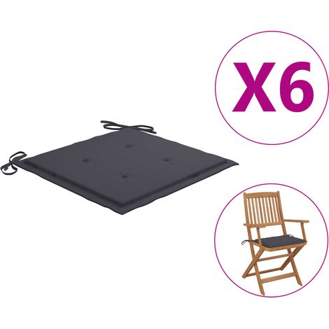 Coussins de chaise,Rembourrés pour chaise de jardin 6 pcs anthracite 40x40x3 cm BGT24092 (1/5)
