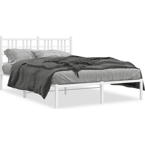 Lit double,Lit adulte,Cadre de lit métal sans matelas et tête de lit blanc 120x200 cm CFW2848182 (1/5)