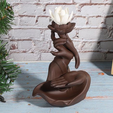 Brûleur d'Encens en Céramique Lotus Parfumé à la Bergamote pour Décoration Intérieure
