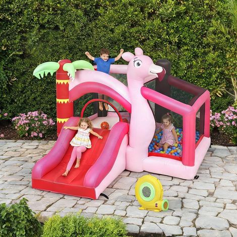 Château gonflable coloris rose en tela Oxford 255 x 230 x 196 cm (1/5)