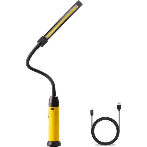 LED Mecanicien, Lampe de Travail LED Rechargeable à col de Cygne Flexible à 360°, 1000 Lumens 3 Modes Lampe Torche avec Base Magnétique (1/5)