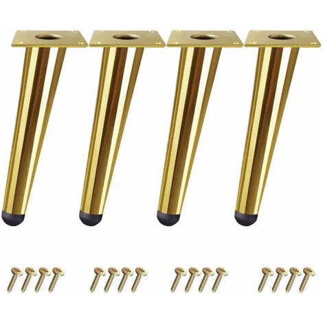 CHOYCLIT Pied de meuble,Lot de 4 Pieds Or de Table 10cm Cône Obliques Pieds Meuble pour Lit Armoire Chaise avec Vis (1/5)