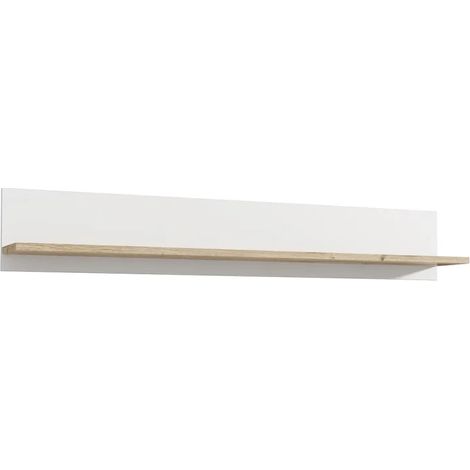 Etagère murale 160 cm blanc mat et décor bois clair - LEANE (1/5)