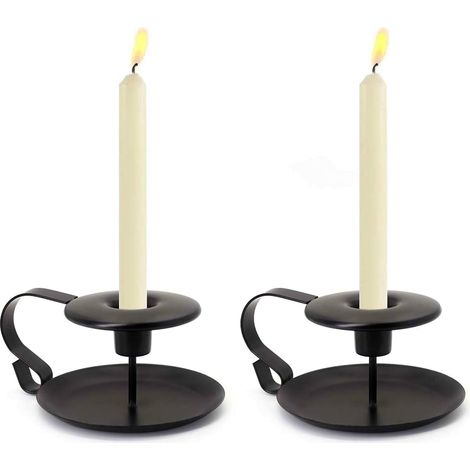 2 Pièces Bougeoirs Vintage Rétro Chandeliers pour Bougies Coniques Candélabre pour Centre de Table Mariage Fête Noël Dîner Aux Chandelles en Fer Forgé Noir Saint-Valentin Dîner Aux Chandelles (1/5)