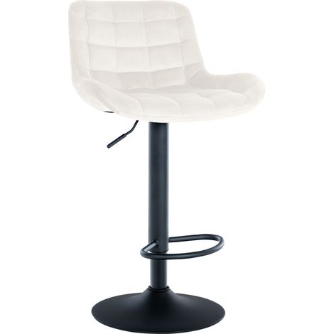 Sgabello da bar x1 struttura in metallo nero seduta in velluto crema con cuciture 100005446
