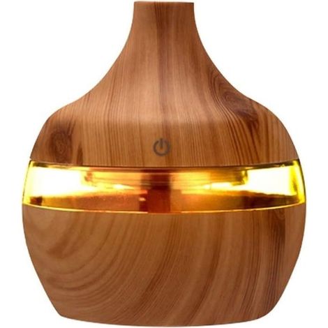 Diffuseur d'arômes électrique USB 300 ml, humidificateur en bois, brumisateur d'huiles essentielles pour voiture et maison, mini humidificateur (Couleur : Jaune) Jaune - (1/5)