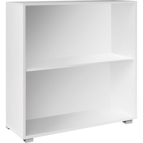 Deuba – Étagère bibliothèque Vela en MDF blanc – 2 compartiments – Tablettes réglables – Meuble de rangement pour salon, bureau, chambre