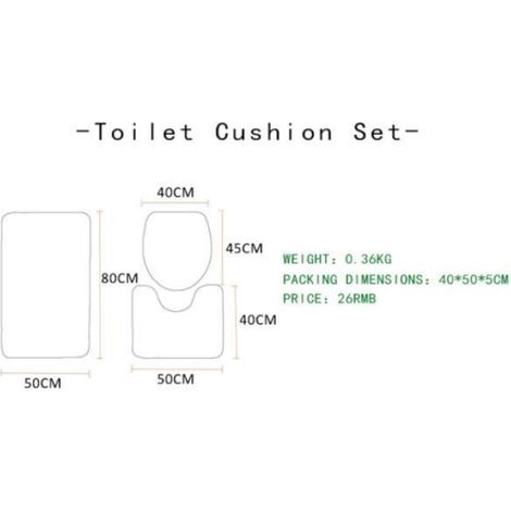 3pcs Tapis de bain - Ensemble de tapis de bain antidérapant comprenant un tapis de bain et un tapis de toilette - bleu (1/2)
