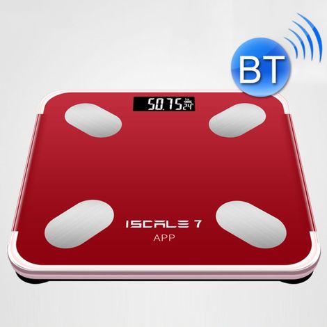 Balance connectée avec Bluetooth et mesure de la masse grasse - Fonctionne sur piles (rouge) (1/5)