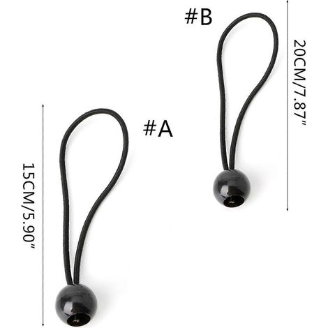 Lot de 10 tendeurs élastiques noirs à boule, avec boucle de fixation, pour remorques, sacs à dos et outils de plein air - 20 cm (1/4)