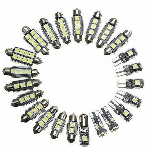 Packung mit 23 SMD-LED-Lampen, Xenonweiß 6500K, für Innenraum- und Kennzeichenbeleuchtung - T10, W5W (1/4)