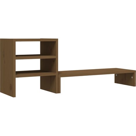 Soporte para monitor marrón miel 81 x 20 x 30 cm madera maciza de pino 020021134